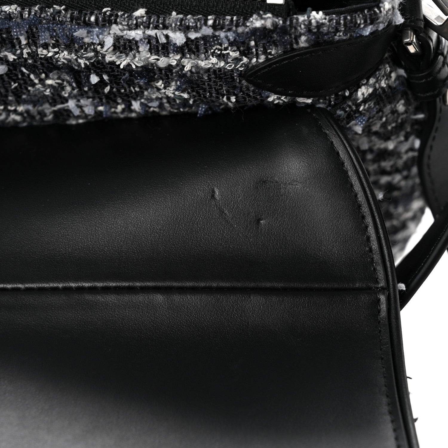 Christian Dior Tweed Saddle Bag Black Silver 12 of 15