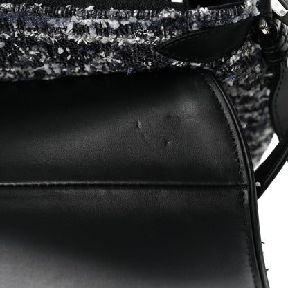 Christian Dior Tweed Saddle Bag Black Silver 12 of 15