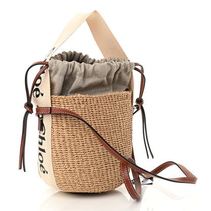 Chloe Raffia Calfskin Small Woody Basket Bag Brown 3 of 10