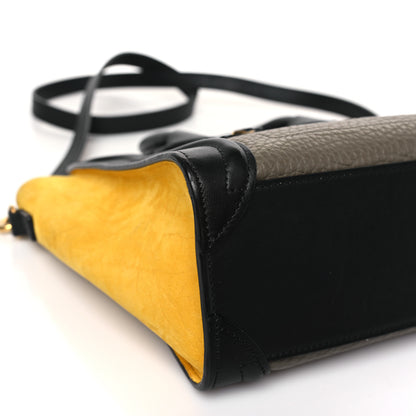 Celine Drummed Calfskin Suede Nano Tri-Color Luggage Amber 7 of 11