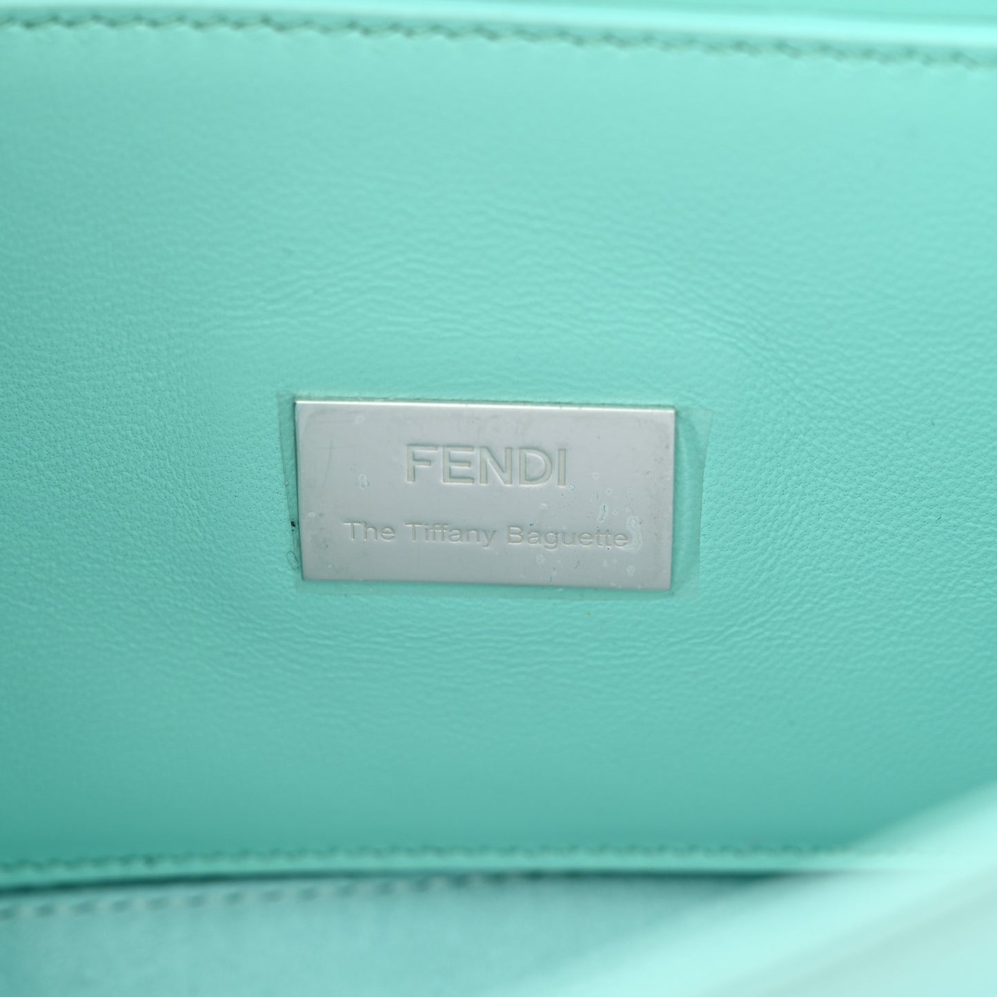 X TIFFANY Satin Nappa Silver Baguette Blue Tiffany Silver