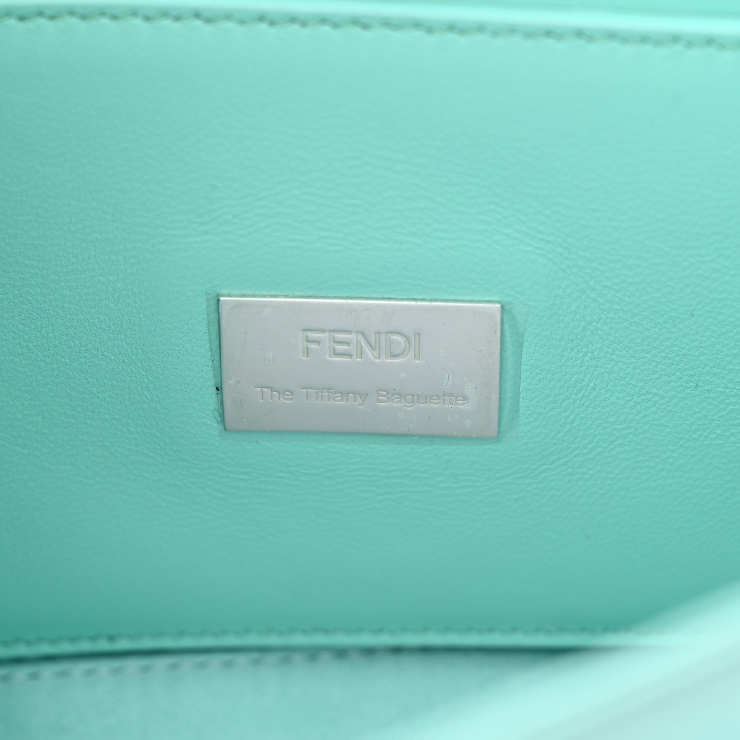 Fendi X TIFFANY Satin Nappa Silver Baguette Blue Tiffany Silver 6 of 13