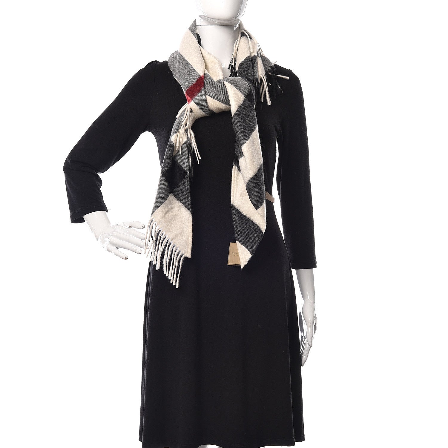 Burberry Cashmere Half Mega Check Bandana Scarf Natural White 2 of 3