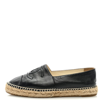 Chanel Lambskin CC Espadrilles 38 Black 1 of 8