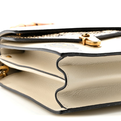 Gucci Calfskin Snakeskin Studded Medium Ottilia Top Handle Bag White 10 of 11