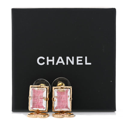Chanel Crystal CC Drop Earrings Pink Gold 5 of 5