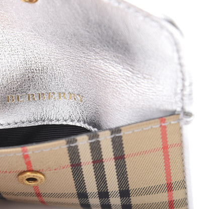 Burberry Smooth Calfskin 1983 Knight Check Envelope Card Case Silver 6 of 7