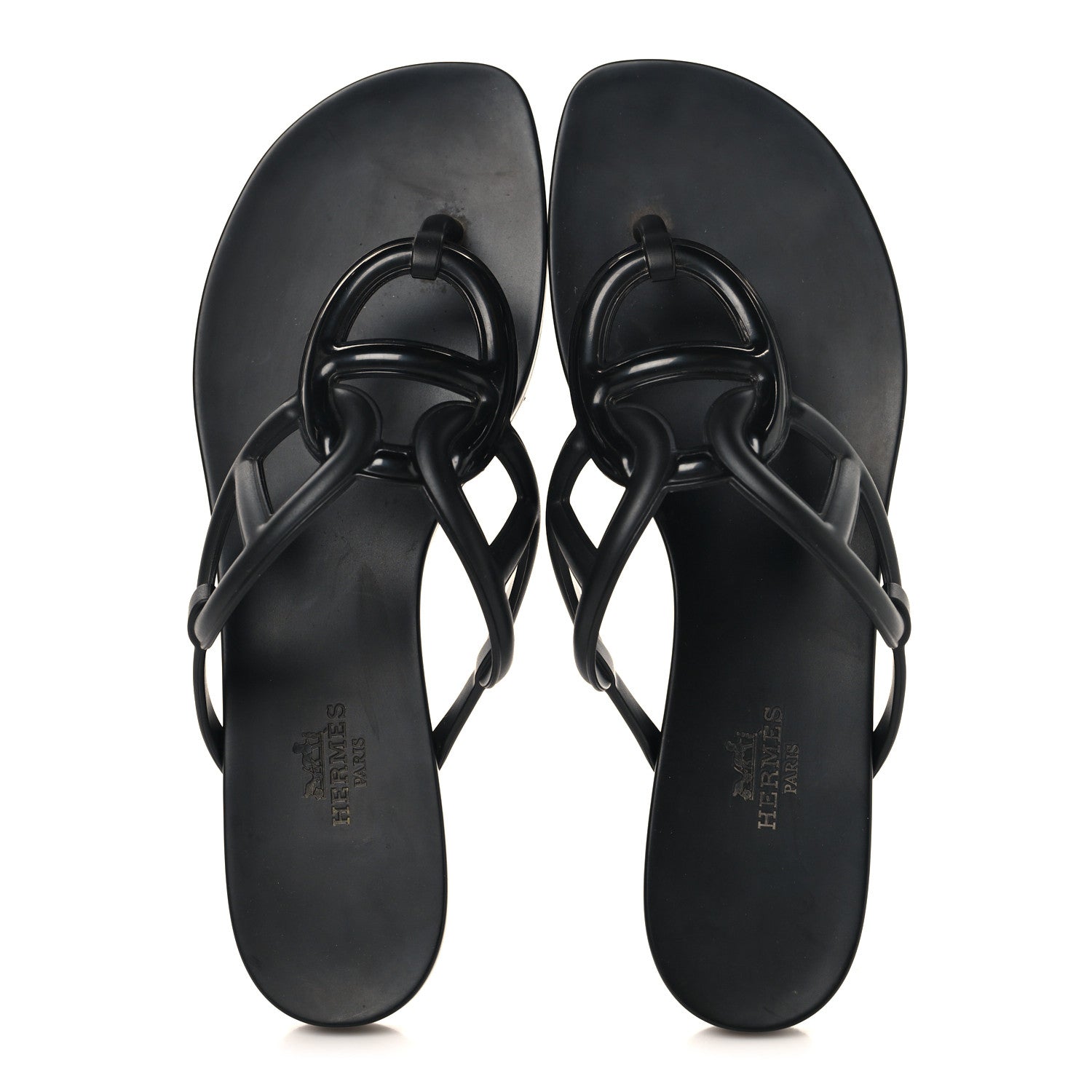 Hermes Rubber Womens Egerie Sandals 38 Black 2 of 10