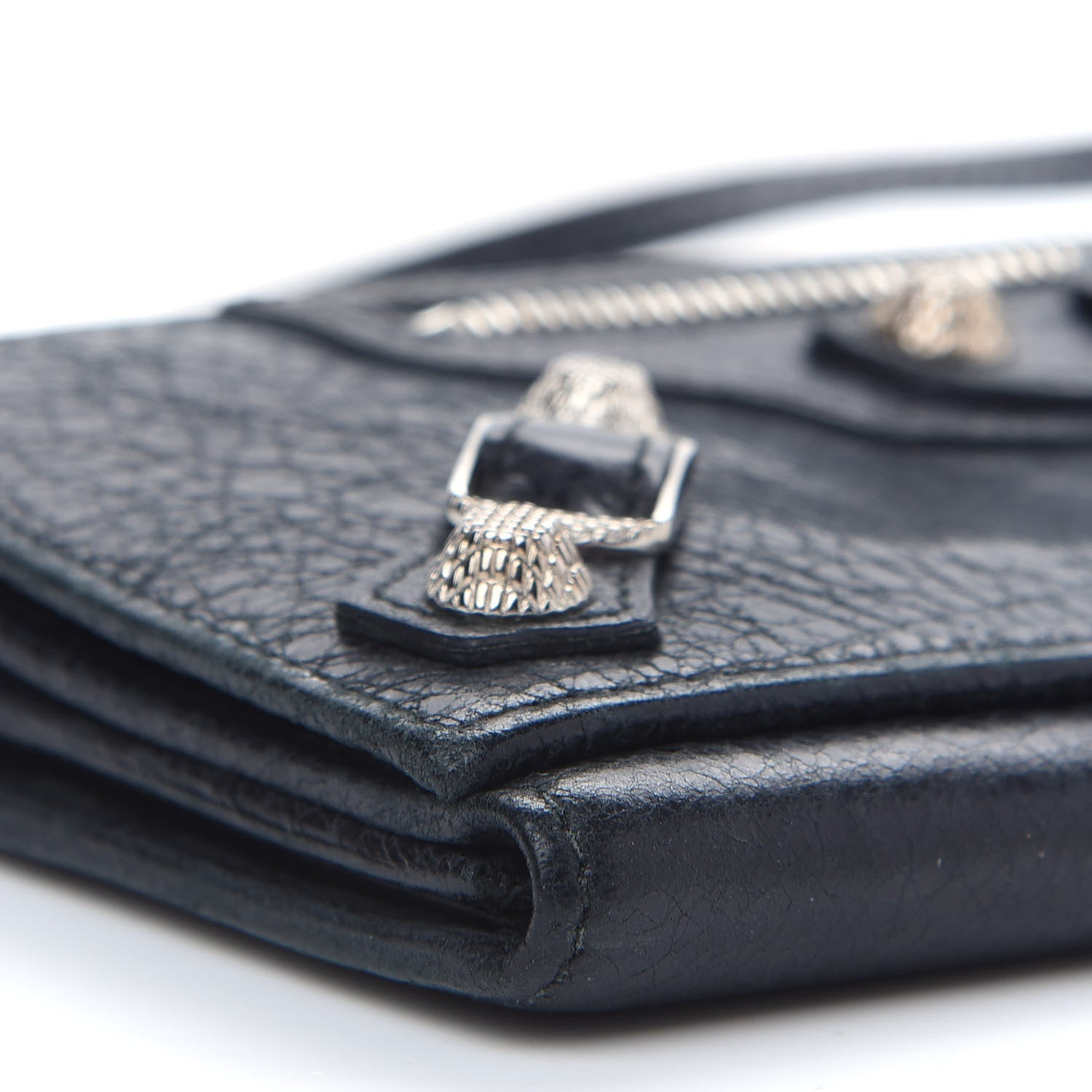 Balenciaga Agneau Giant 12 Silver Hardware Continental Wallet on Strap Black 8 of 10