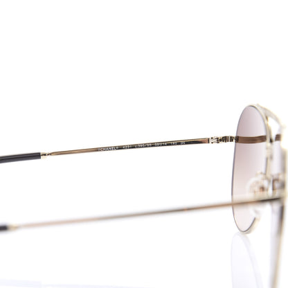 Chanel Aviator Metallic Pilot Sunglasses 4231 Gold 5 of 8
