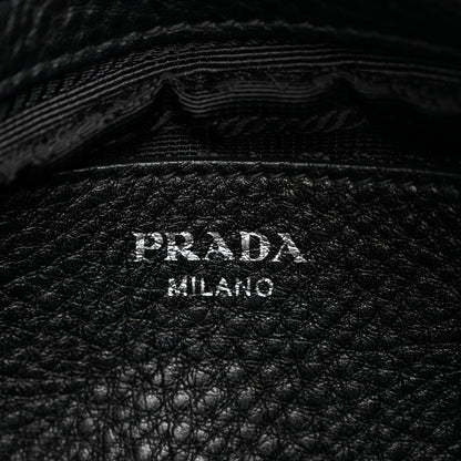 Prada Vitello Daino Soft Zippered Shoulder Bag Black 6 of 11
