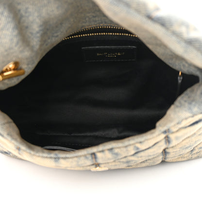 Saint Laurent Denim Quilted Toy Loulou Puffer Monogram Chain Satchel Blue Cinnamon 5 of 12