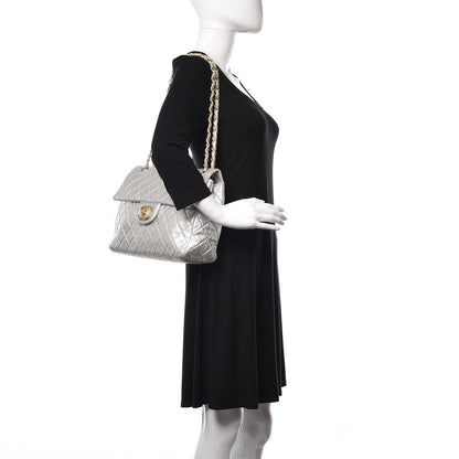 Chanel Metallic Lambskin Quilted Maxi Single Flap Silver 2 of 14