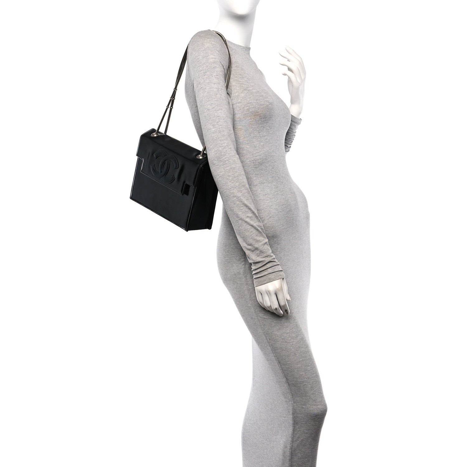 Chanel Lambskin Patent CC Snake Chain Flap Bag Black 2 of 11