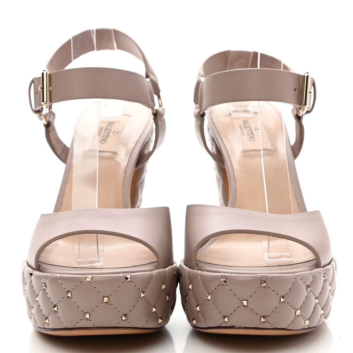 Valentino Garavani Calfskin Rockstud Spike Ankle Strap Sandals 39 Poudre 2 of 8
