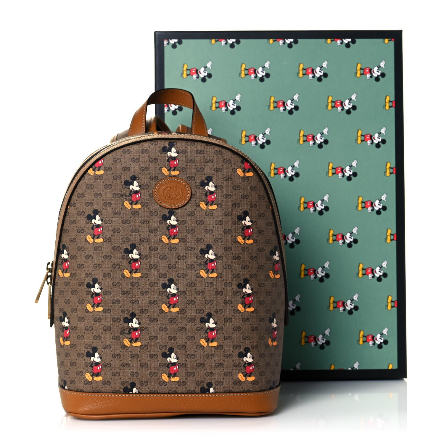 Gucci X DISNEY Mini Vintage GG Supreme Monogram Mickey Mouse Small Dome Backpack Beige Vintage Sun Oil 14 of 14