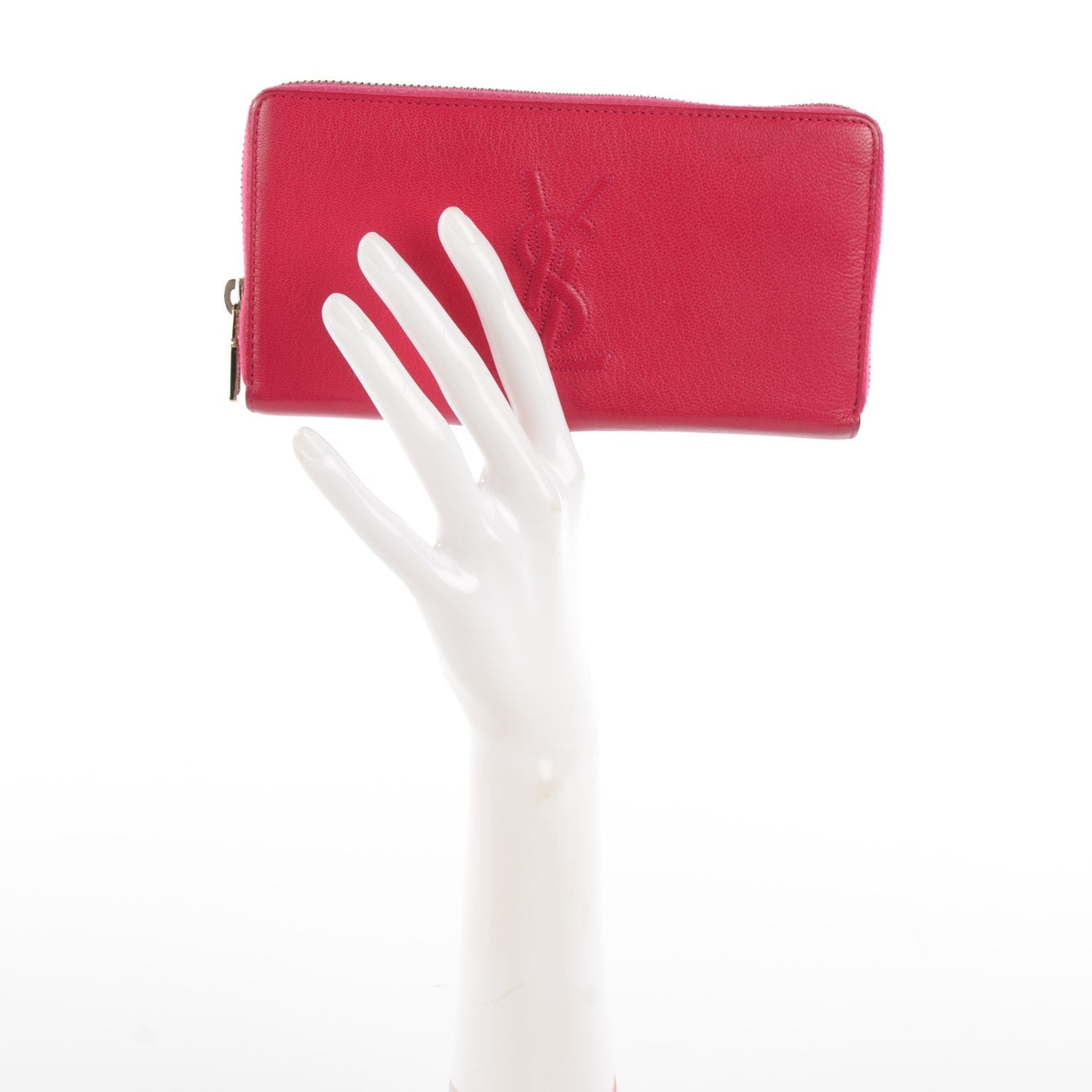 Saint Laurent Chevre Belle De Jour Zip Around Wallet Fuchsia 2 of 7
