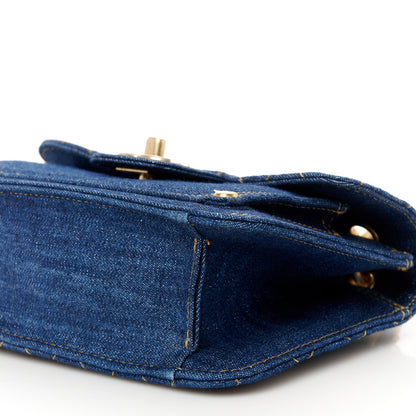 Chanel Denim Quilted Double You Mini Flap Blue Golden 11 of 11