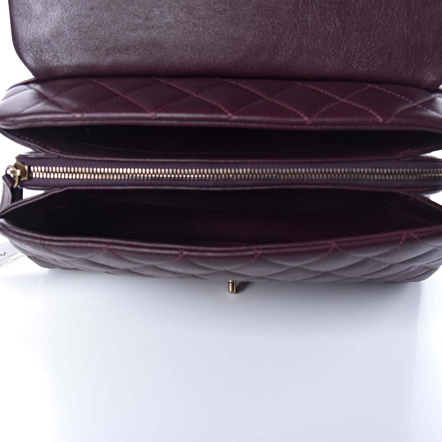Shiny Sheepskin Quilted Large Trapezio Flap Dark Burgundy