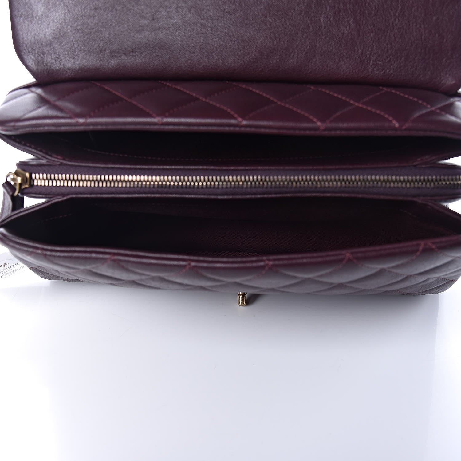 Chanel Shiny Sheepskin Quilted Large Trapezio Flap Dark Burgundy 7 of 12