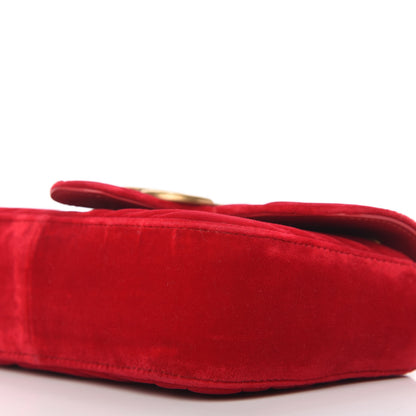 Gucci Velvet Matelasse Mini GG Marmont Shoulder Bag Hibiscus Red 7 of 10