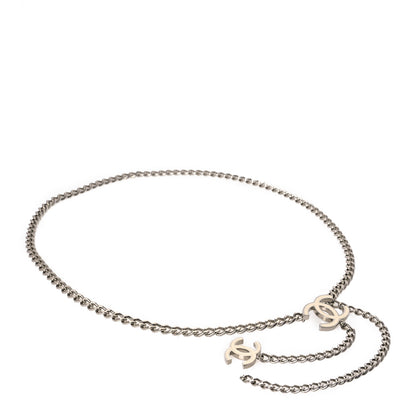 Chanel Enamel CC Chain Logo Belt Silver White 1 of 4