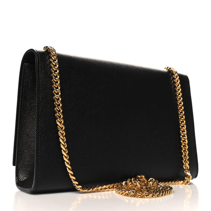 Saint Laurent Grain De Poudre Medium Classic Monogram Kate Satchel Black 3 of 9