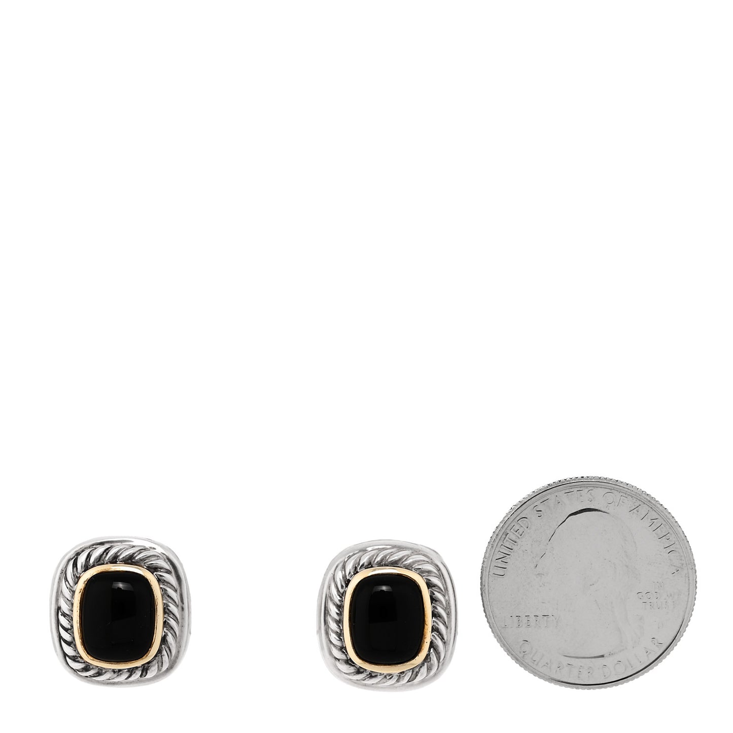 Sterling Silver 14K Yellow Gold Black Onyx 11mm Albion Earrings