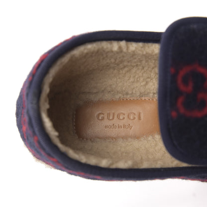 Gucci Covered Wool GG Monogram Womens Fria Horsebit Loafers 38 Blue Red Butterscotch 8 of 9
