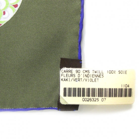 Silk Fleurs D'Indiennes Scarf 90 Kaki