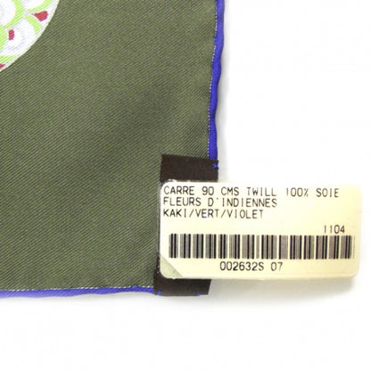 Hermes Silk Fleurs D'Indiennes Scarf 90 Kaki 8 of 8