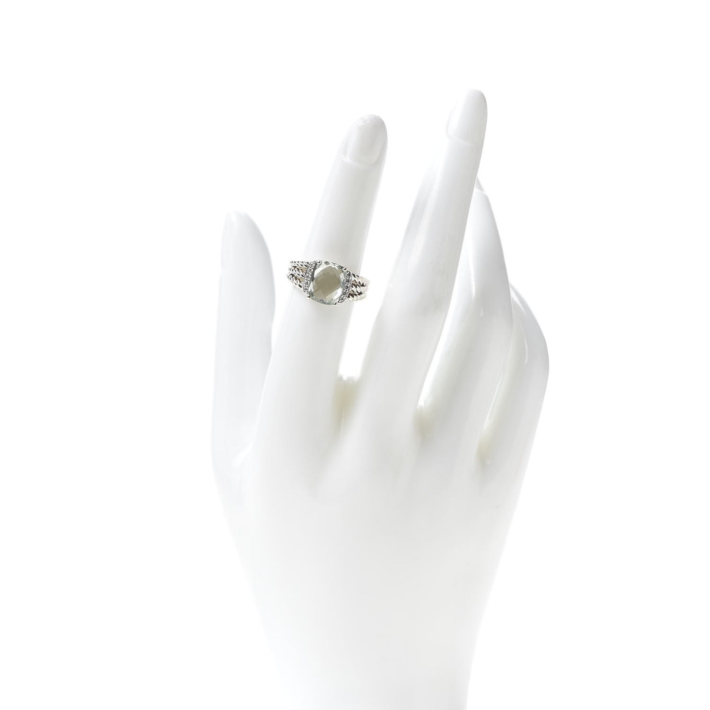 Sterling Silver Diamond Prasiolite 10mm Petite Wheaton Ring 52 6