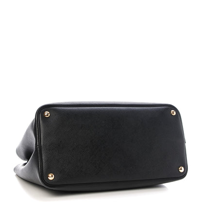 Prada Saffiano Cuir Large Double Bag Black Ciliegia 4 of 6