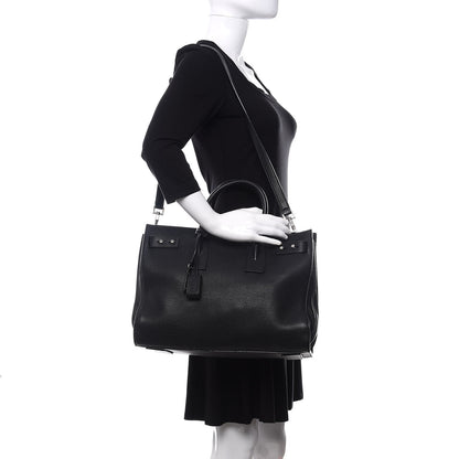 Saint Laurent Grained Calfskin Medium Souple Sac De Jour Black 2 of 13