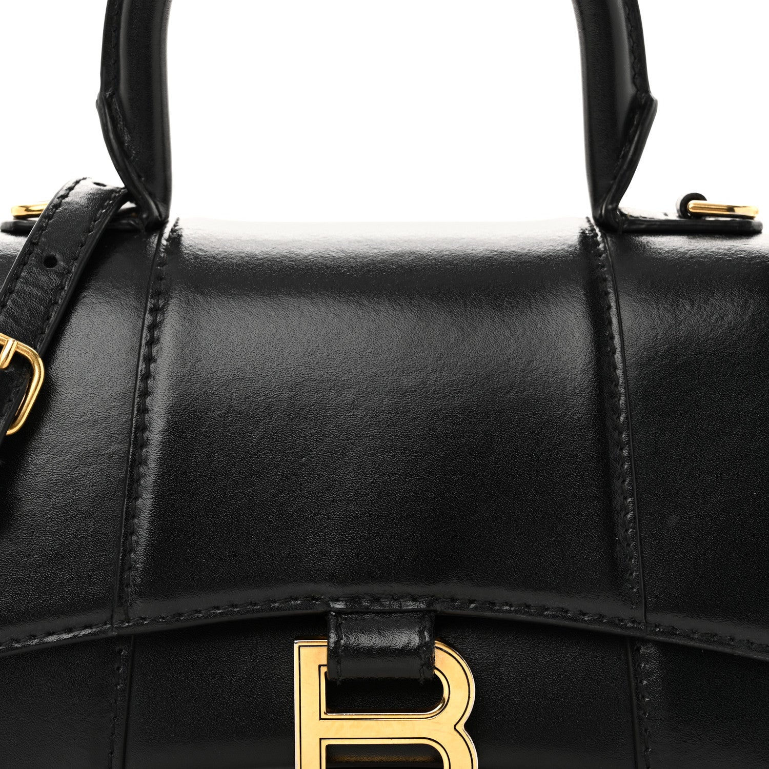 Balenciaga Shiny Box Calfskin Hourglass Top Handle Bag XS Black 7 of 9