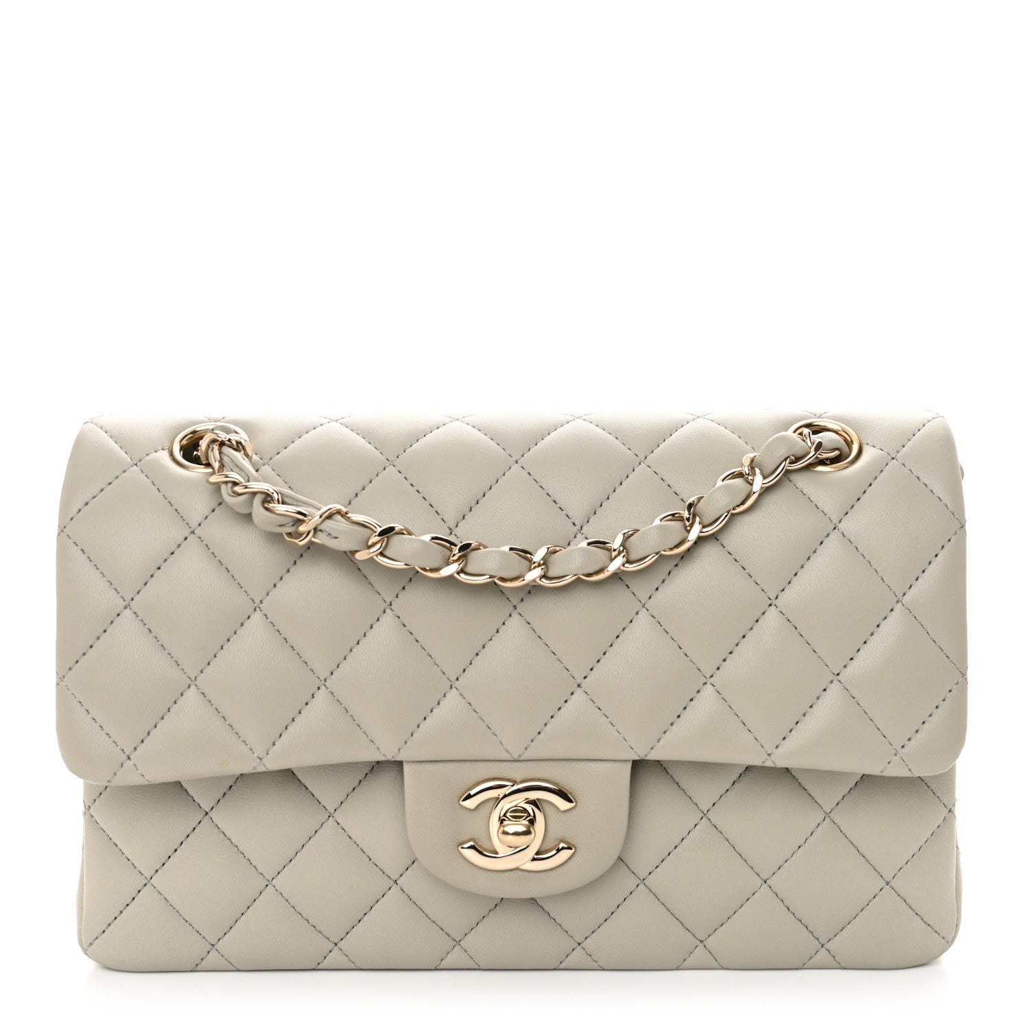 Chanel Lambskin Quilted Small Double Flap Grey 1 of 10