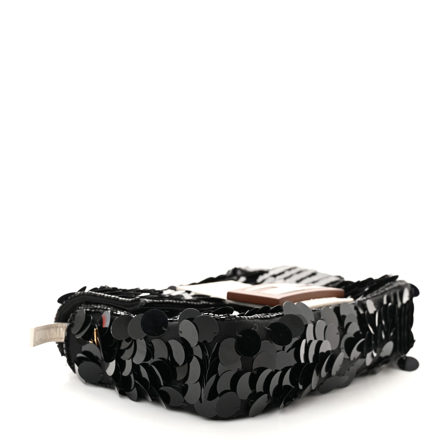 Satin Sequin Paillettes Elaphe Plexiglass Mini Baguette 1997 Black Avorio