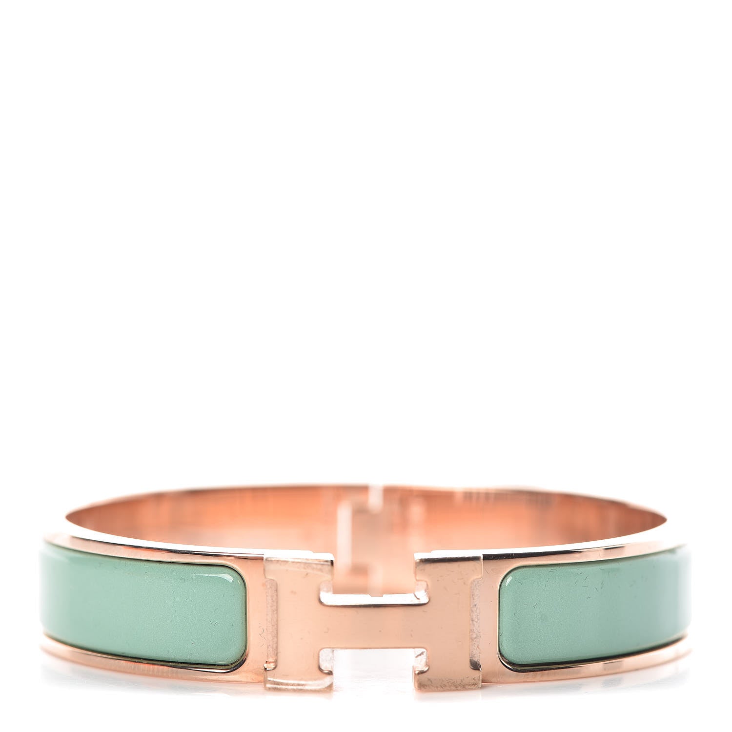 Hermes Enamel Narrow Clic Clac H Bracelet PM Vert Aqua 1 of 5
