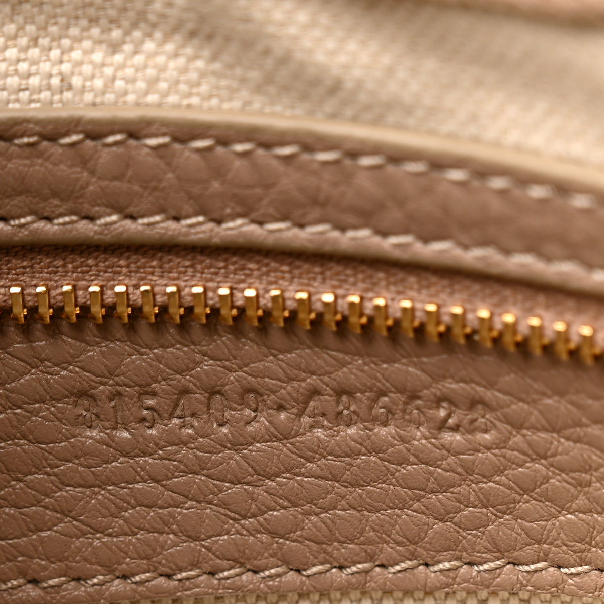 Gucci GG Grainy Calfskin Emblem Medium Half Moon Shoulder Bag Taupe 6 of 9