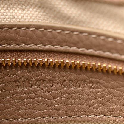 Gucci GG Grainy Calfskin Emblem Medium Half Moon Shoulder Bag Taupe 6 of 9