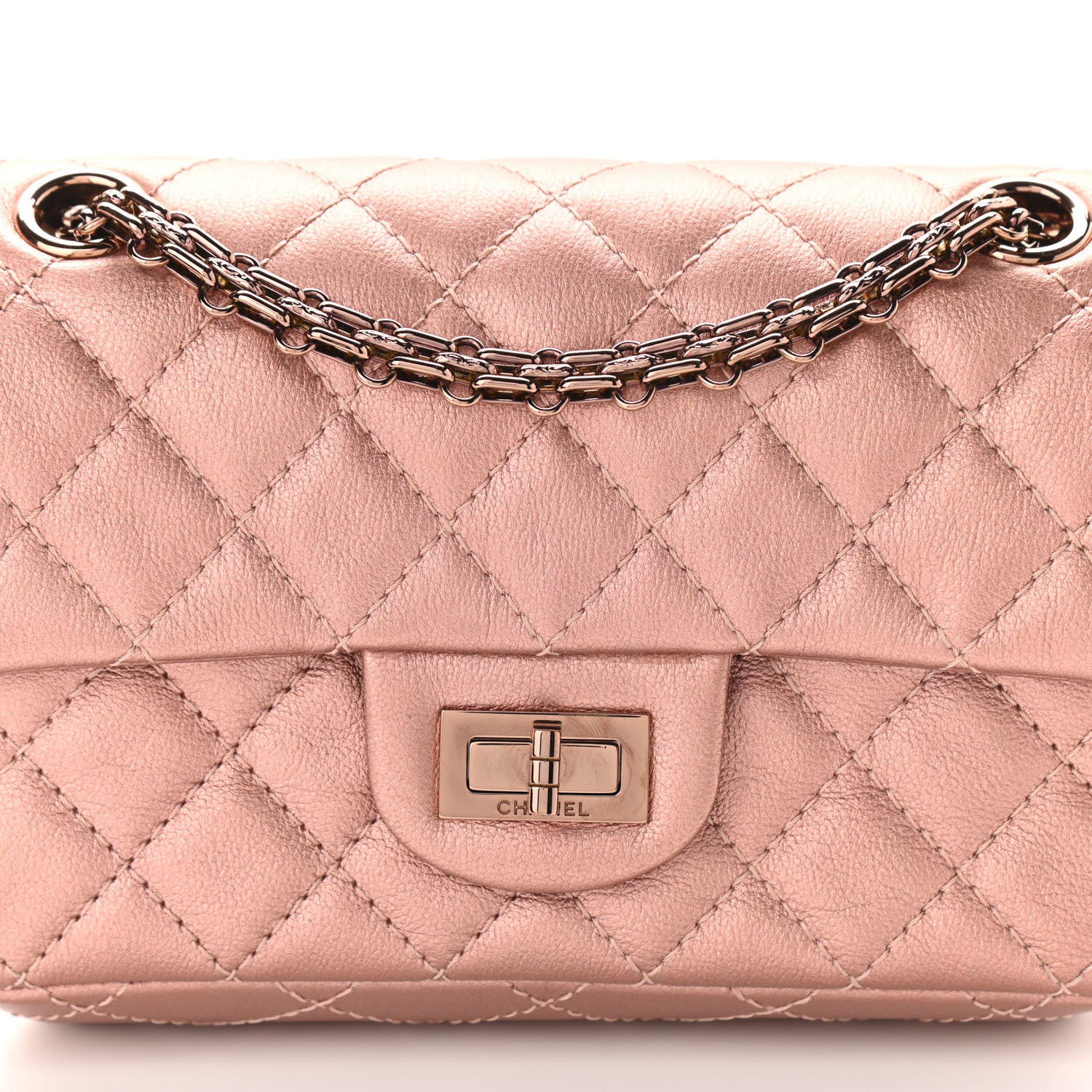 Chanel Metallic Grained Calfskin Quilted 2.55 Reissue Mini Flap Copper Pink 8 of 13