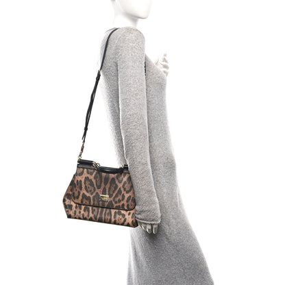 Dolce & Gabbana Dauphine Leopard Print Small Miss Sicily Satchel Black 2 of 9