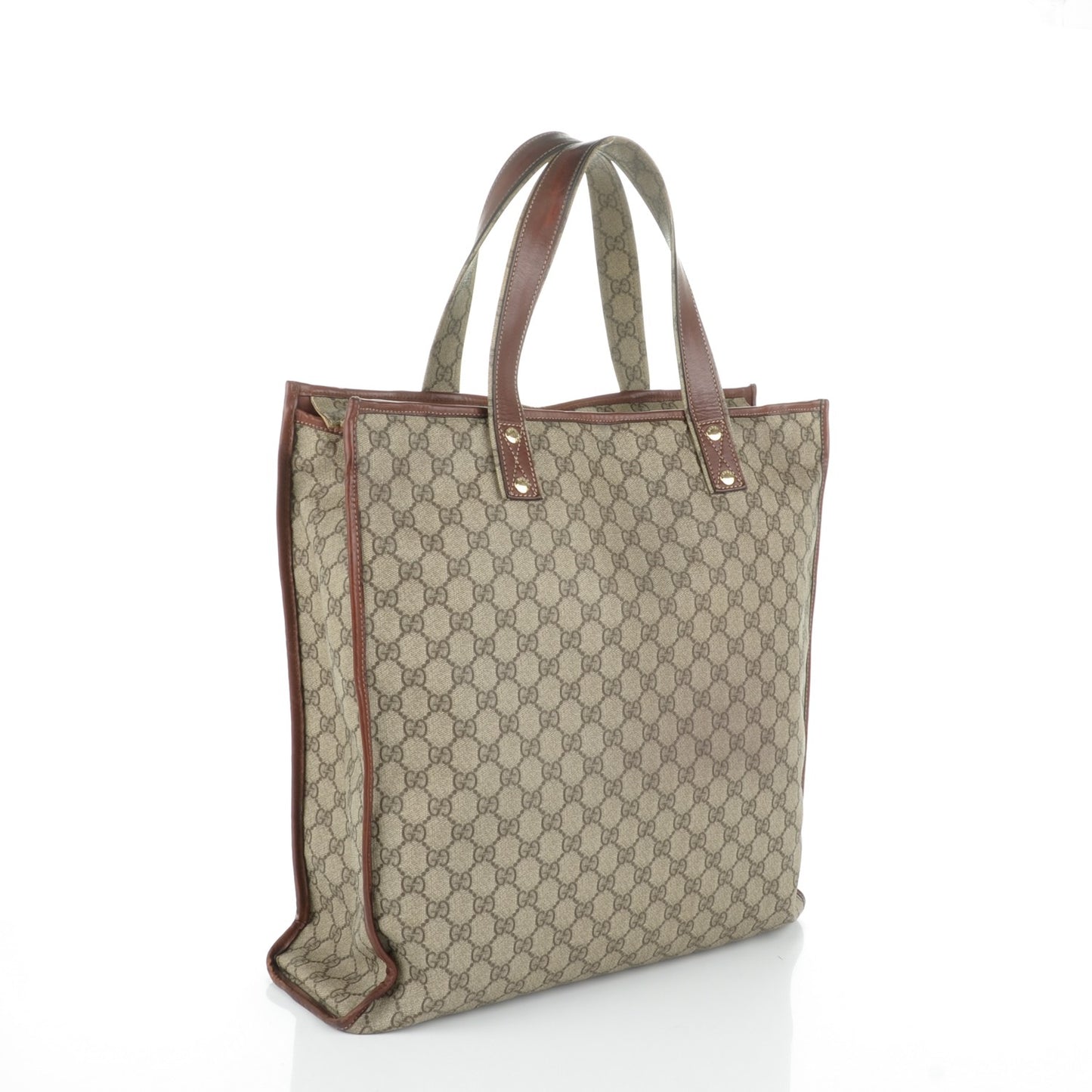 GG Plus Monogram Medium Signature Web Loop Vertical Tote Brown