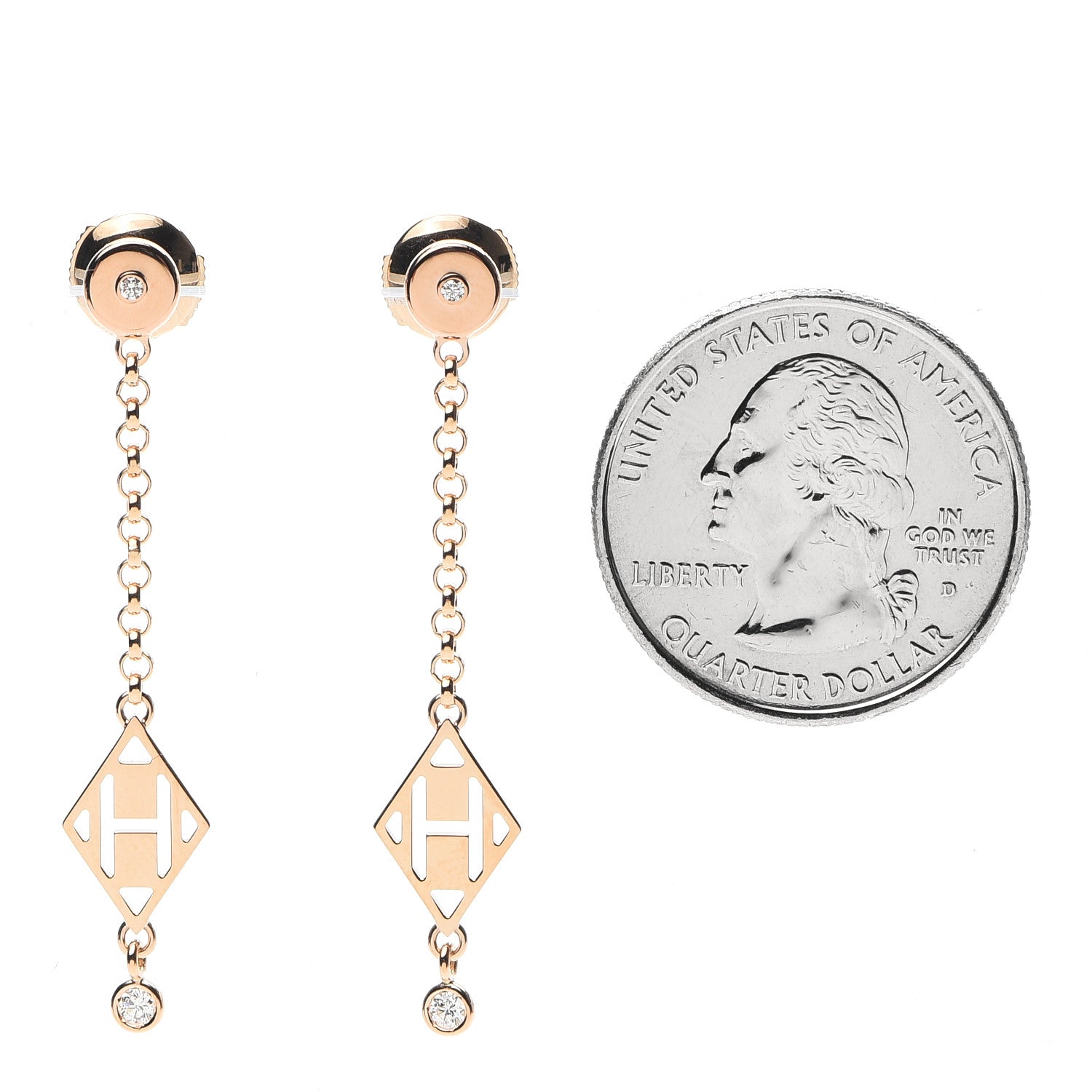Hermes 18K Rose Gold Diamond Gambade Earrings 2 of 7