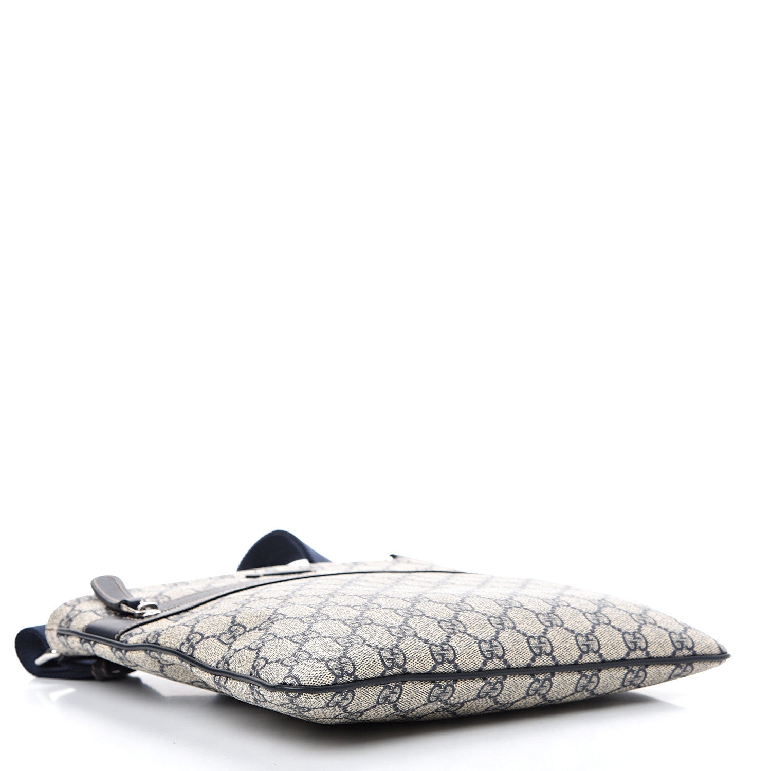 Gucci GG Supreme Monogram Small Flat Side Zip Messenger Bag Beige Blue 3 of 9