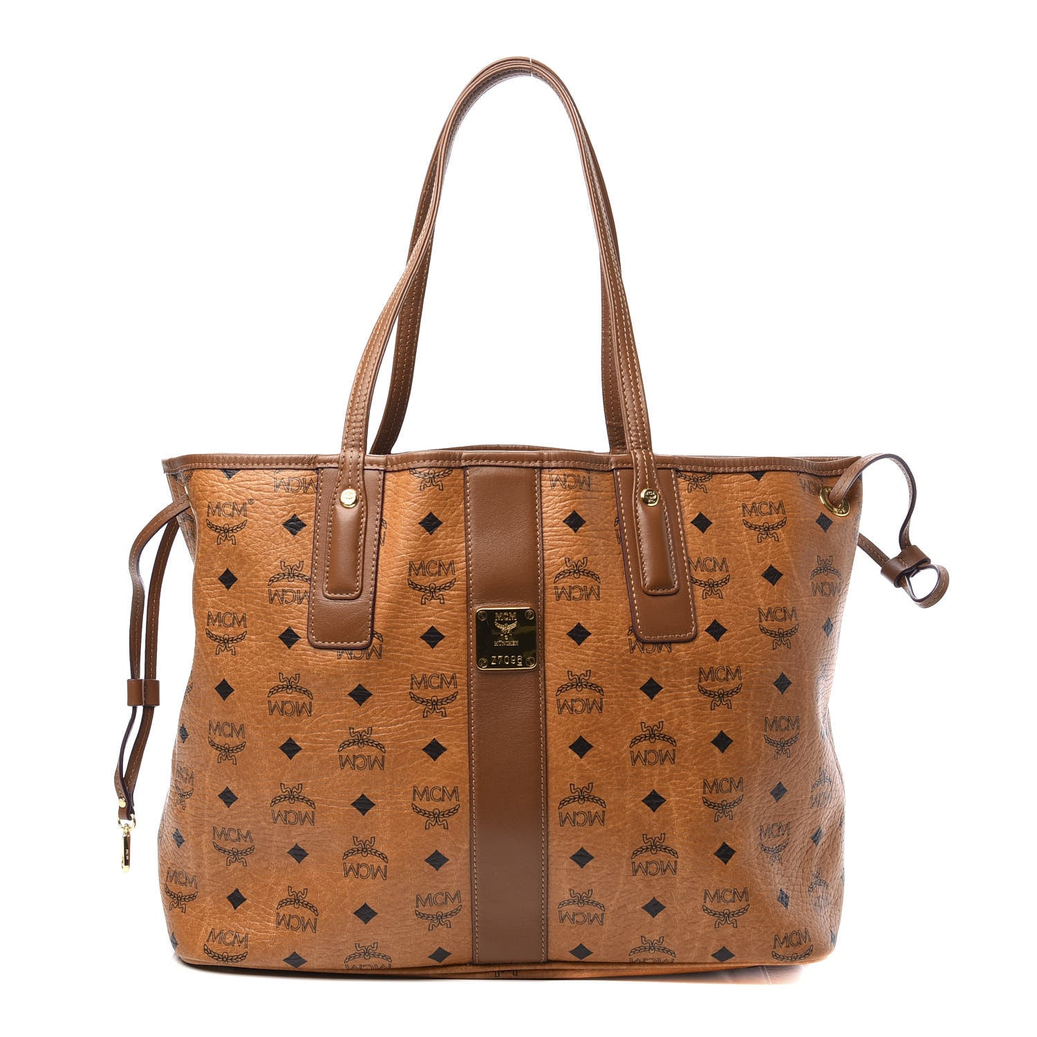 MCM Visetos Medium Liz Reversible Shopper Tote Cognac 1 of 17