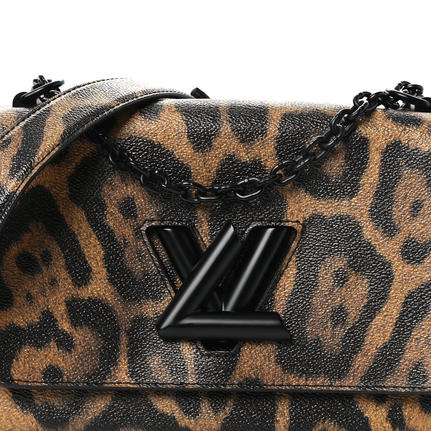 Calfskin Wild Animal Print Twist Shoulder Bag MM