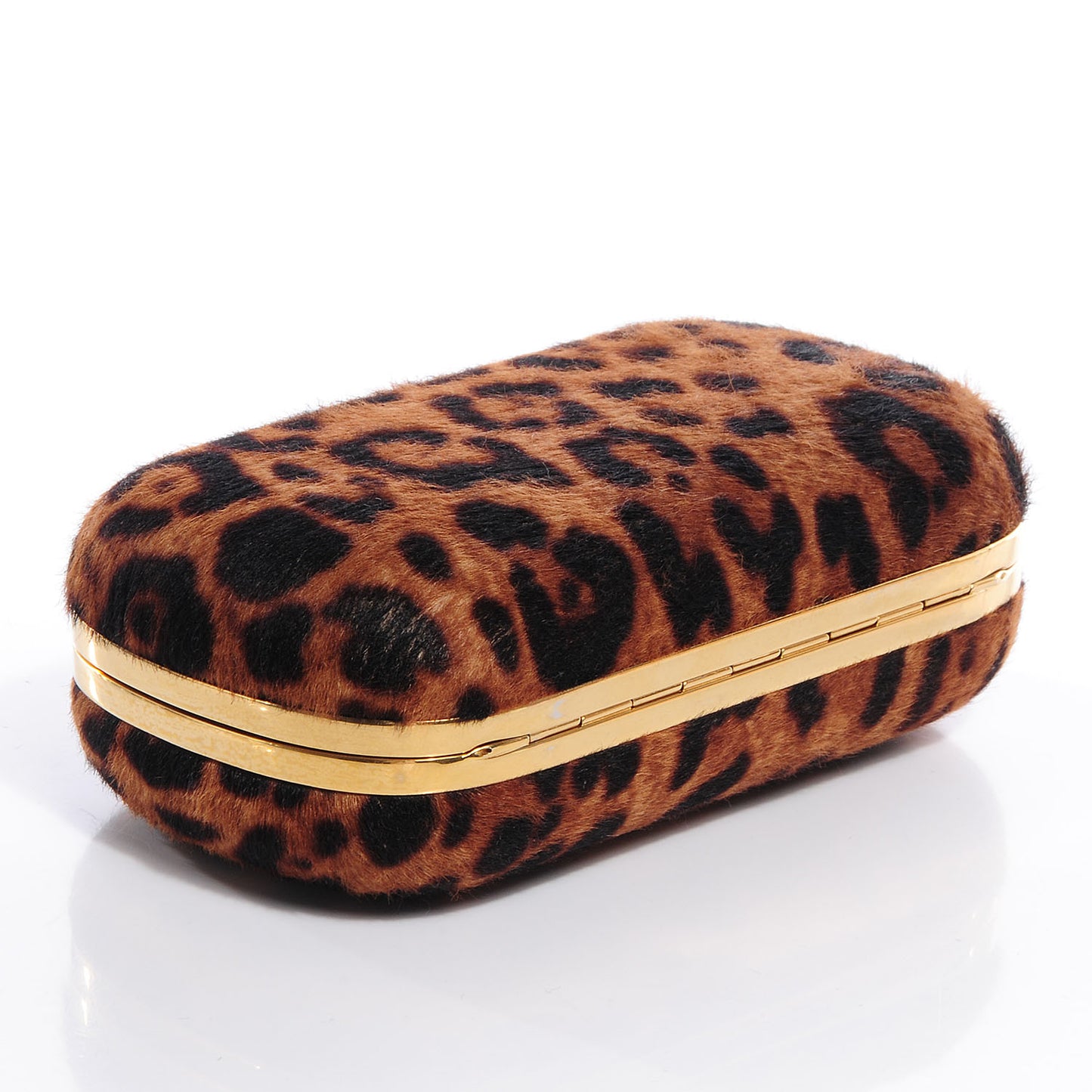 Leopard Print Calf Hair Box Clutch
