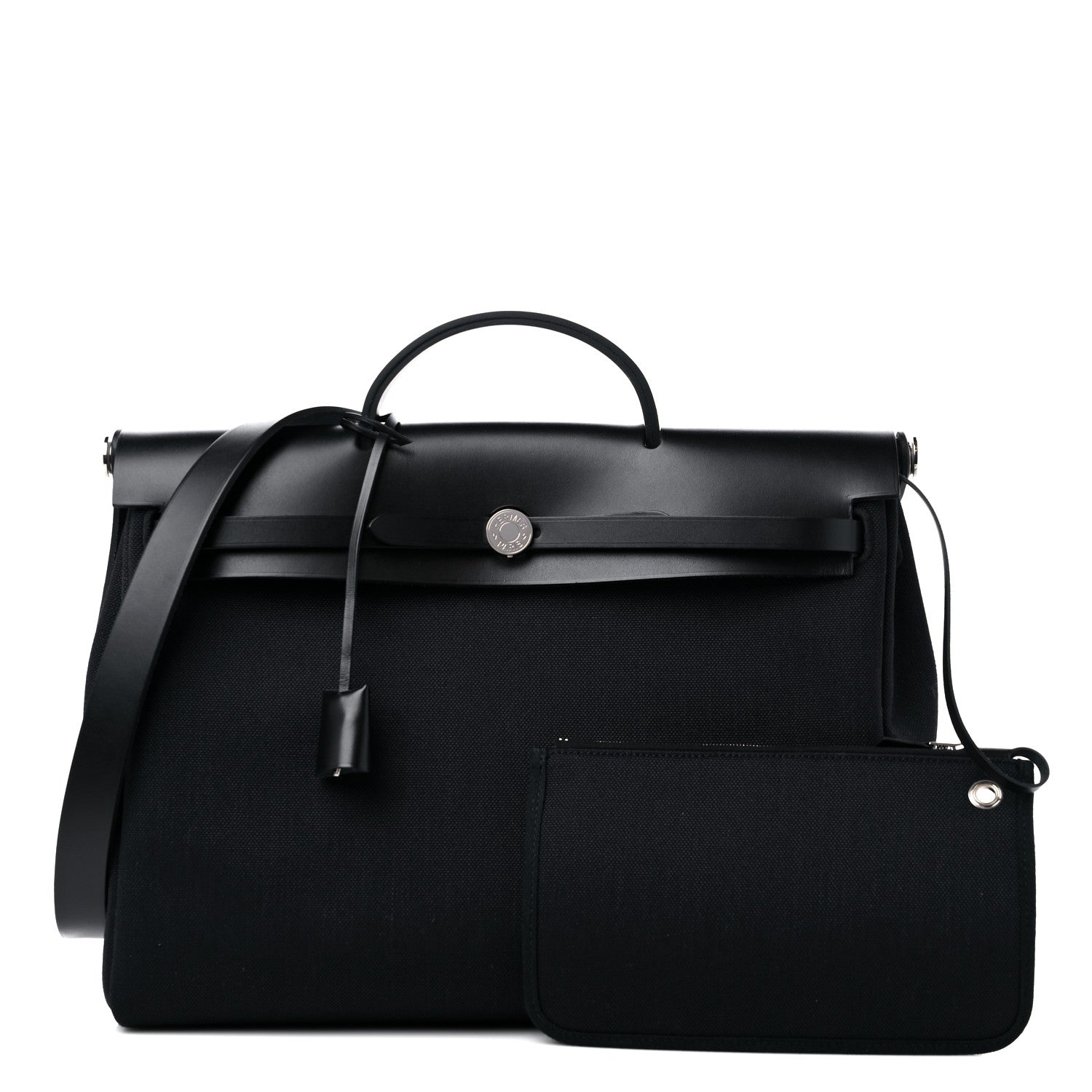 Hermes Military Toile Vache Hunter Herbag Messenger 39 Black 1 of 11