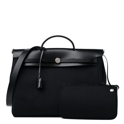Hermes Military Toile Vache Hunter Herbag Messenger 39 Black 1 of 11